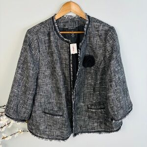 Lane Bryant Tweed Fringe Trim Open Blazer NWT Size 24